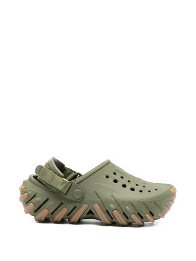 Crocs Perforated Strap Slippers In Green
