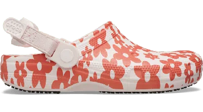 Crocs Pfd Classic Work Graphic Clog In Bubble Ice/relaxed Red