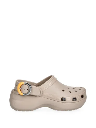 Crocs Platform Dipped Buckle Slingback Mules In Neutral