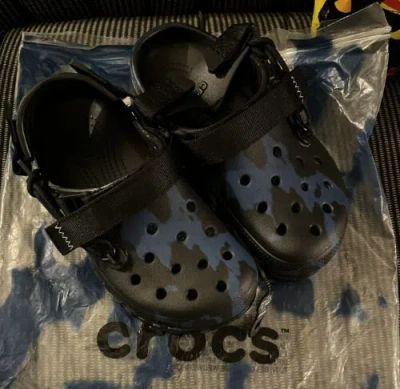 Pre-owned Crocs Post Malone Duet Max Clog Mens 4 Womens 6 Black/blue Camo