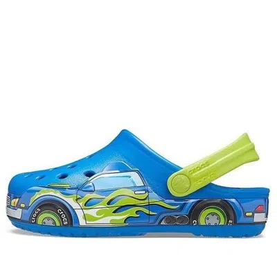 Crocs (ps)  Funny Pattern Flat Heel Sports Blue Sandals In Multi