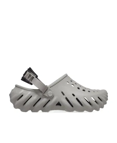 Crocs Round Head Hollowed-out Detail Sandals In Grey/grey