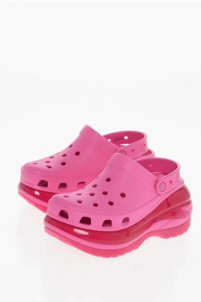 Crocs Rubber Sandals With Cut-out Details And Heel 10cm In Pink