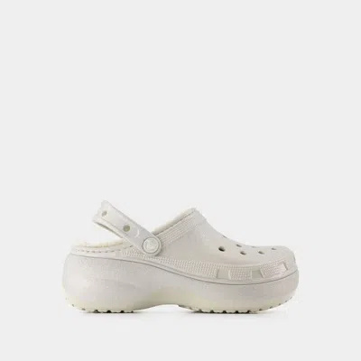 Crocs Classic Platform Glitter Sandals -  - Synthetic - Silver In Grey
