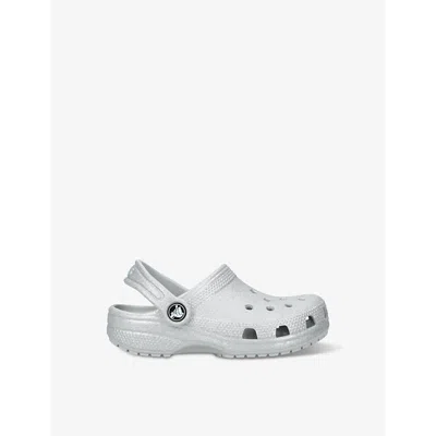 Crocs Kids' Silver Classic Glitter-embellished Rubber Clogs Eur 25 /7.5 Uk