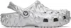 Crocs Silver Classic Metallic Geometric Clogs In Silver