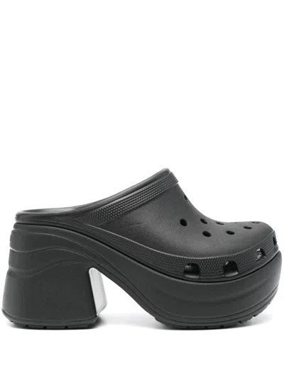 Crocs Siren Clog Rubber Mules With Heel In Black