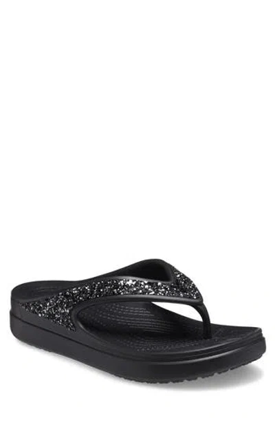 Crocs Sloane Glitter Platform Flip-flop Sandal In Black