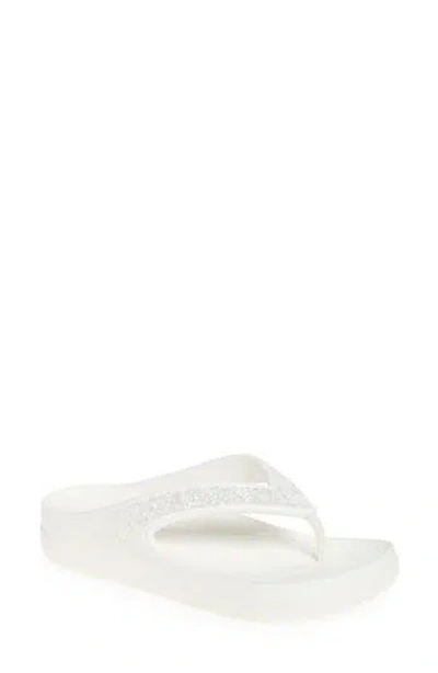 Crocs Sloane Glitter Platform Flip-flop Sandal In White