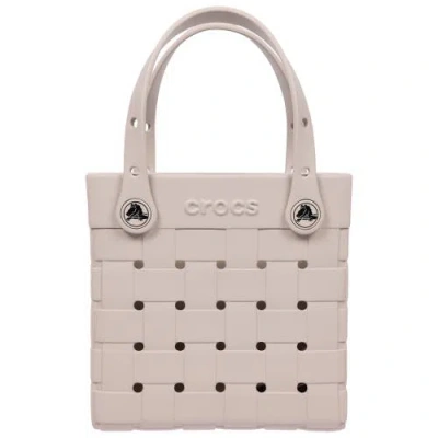 Crocs Small Woven Style Crossbody Tote With Top Handles And Removeable Crossbody Strap In White