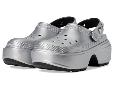Crocs Stomp Clogs Slippers Silver : In Gray