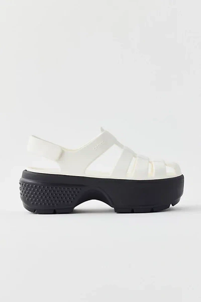 Crocs White Stomp Fisherman Sandals In Black/white