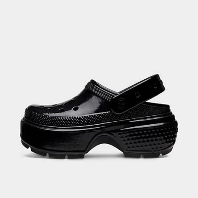 Crocs Stomp High Shine Platform Clog Shoes In Black