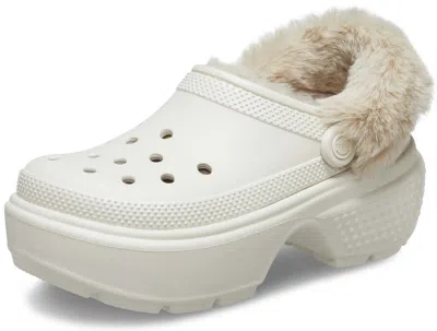 Crocs Stomp Lined 208546-160 Clogs Unisex Stucco Casual Shoes Hawk2846 In White