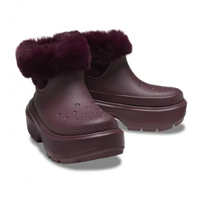 Crocs Stomp Lined 208718-6wd Boots Sdark Cherry Lug Sole Platform Jax1195 In Brown
