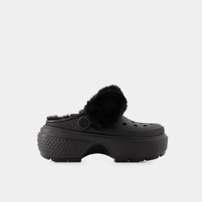 Crocs Stomp Lined Mules In Black