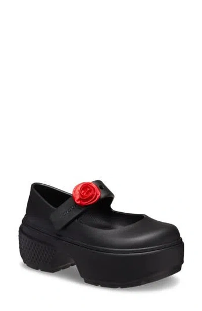 Crocs Stomp Rosette Mary Jane In Black