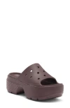 Crocs Stomp Water Resistant Platform Slide Sandal In Mocha