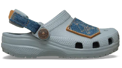 Crocs Toddler Classic Denim Adjustable Backstrap Clog In Gray