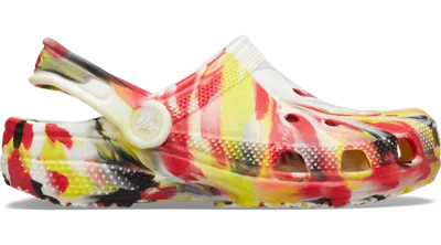 Crocs Toddler Classic Glow-in-the-dark Marbled Clog In Varsity Red/multi