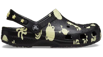 Crocs Toddler Classic Glow-in-the-dark Space Clog In Black