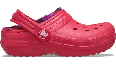 Crocs Toddler Classic Lined Bold Check Clog In Pink