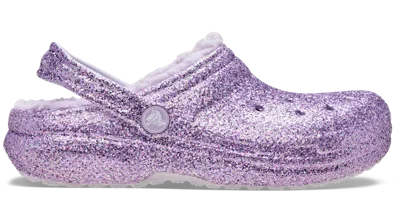 Crocs Toddler Classic Lined Chunky Glitter Clog In Purple