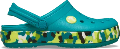 Crocs Toddler Crocband Glow Confetti Band Clog; Turbo Teal/multi, C8