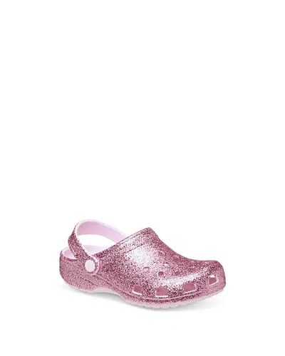 Crocs Kids' Unisex Classic Chunky Glitter Clogs - Toddler In Pink