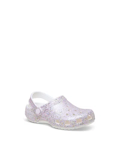 Crocs Unisex Classic Fantasy Glitter Clogs - Little Kid, Big Kid In White