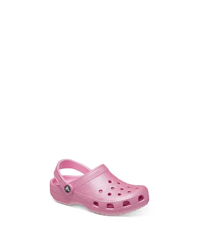 Crocs Unisex Classic Glitter Clogs - Big Kid In Pink Tweed Glitter