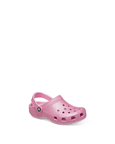 Crocs Kids' Unisex Classic Glitter Clogs - Toddler In Pink Tweed Glitter