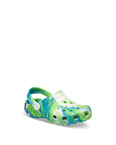 Crocs Unisex Classic Glow Marbled Clogs - Little Kid In Green