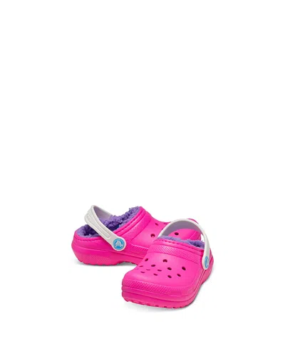 Crocs Kids' Unisex Classic Lined Clogs - Toddler In Pink Crush Multi