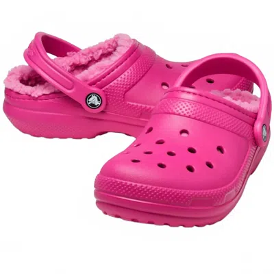Crocs Unisex Classic Lined Fuzzy Slippers Clog In Fuchsia In Pink