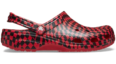Crocs Warped Checker Clog In Black/varsity Red