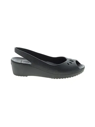 Pre-owned Crocs Wedges In Black