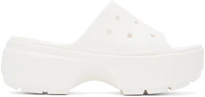 CROCS WHITE STOMP SLIDES