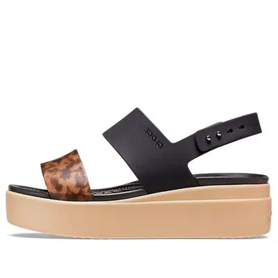 Crocs Brooklyn Tortoise Low Wedge In Black/multi