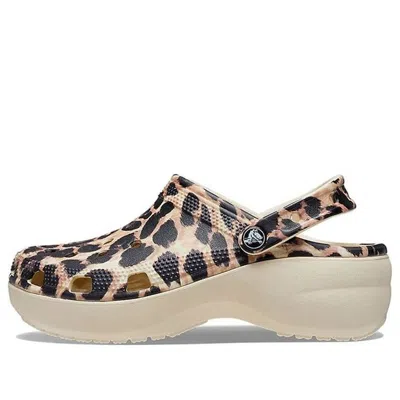 Crocs Classic Platform Clogs In Leopard Print Mix-multi In Bone/leopard