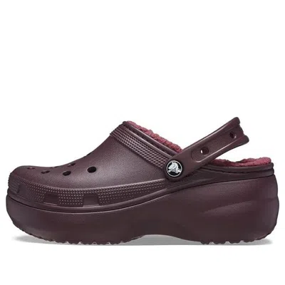 Crocs (wmns)  Classic Platform Lined Clogs 'dark Cherry' In Brown
