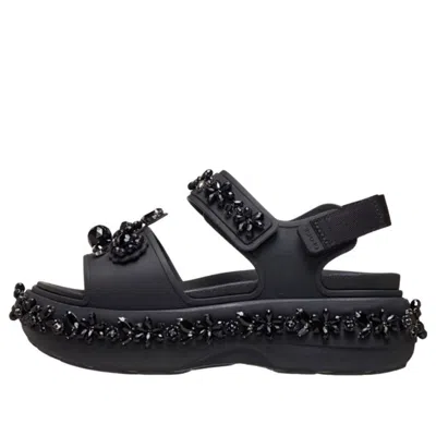 Crocs X Simone Rocha Soho Crystal-embellished Floral-detail Sandals In Black
