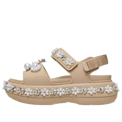 Crocs X Simone Rocha Soho Faux-pearl Floral-embellished Sandals In Neutral
