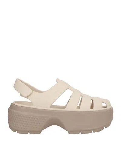 Crocs Woman Sandals Cream Size 6 Rubber In Neutral