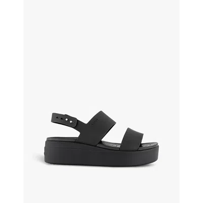 CROCS WOMENS BROOKLYN DOUBLE-STRAP LOW-WEDGE RUBBER SANDALS BLACK EUR 40 / 7 UK