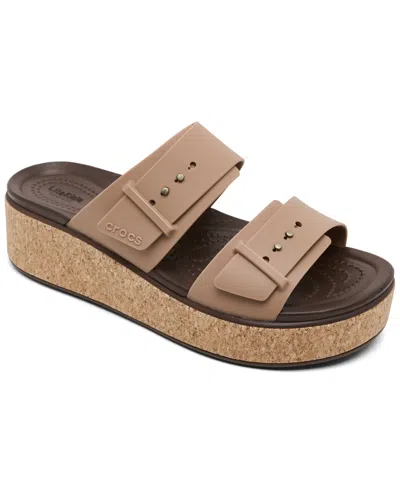 Crocs Brooklyn Cork Buckle Sandals In Brown