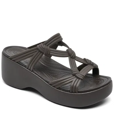 Crocs Women's Brooklyn Knot Sky Platform Sandals From Finish Line In Black
