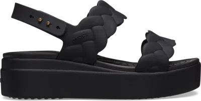 Crocs Brooklyn Woven Low Wedge In Black/black