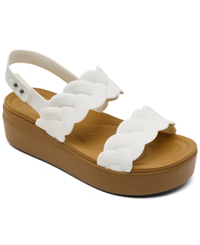 Crocs Women's Brooklyn Woven Low Wedge Sandals From Finish Line In White