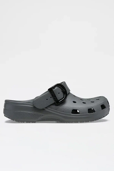 Crocs Women's Classic Buckle Clogs In Carbon, Women's At Urban Outfitters In Black